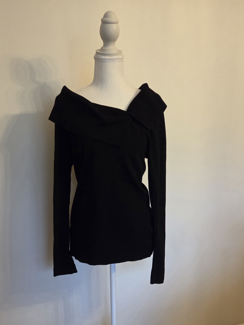 White House Black Market Black Boatneck Foldover Sweater